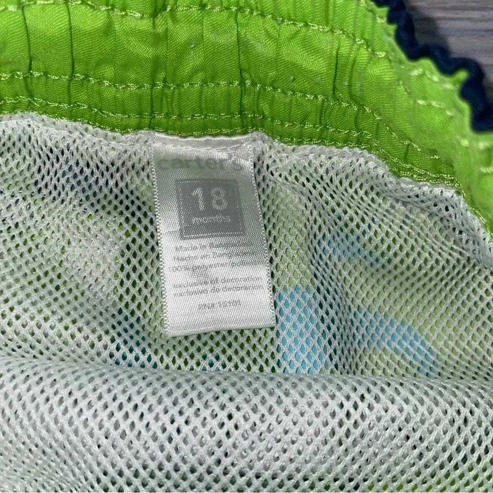 Carter’s Baby Boys Swim Trunks 18 Months Green Gecko Print Mesh Lined
